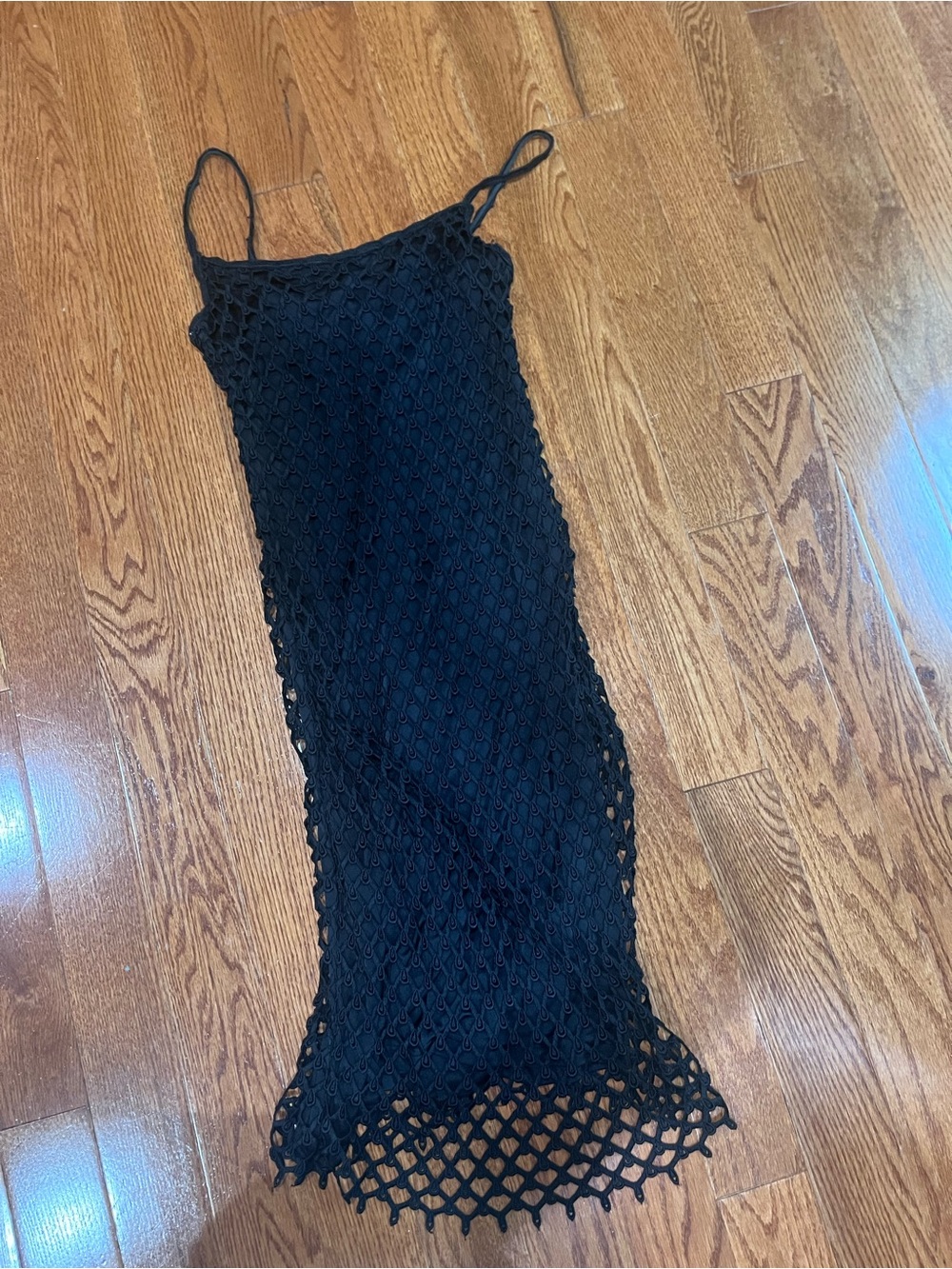 Allen B. By Allen Schwartz Black Crochet Midi Slip Dress